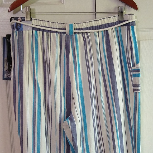 Draw string wide leg Linen blend pants size large - Picture 9 of 12